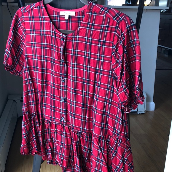 Madewell Plaid Baby Doll top with Ruffle Detail - Picture 2 of 3